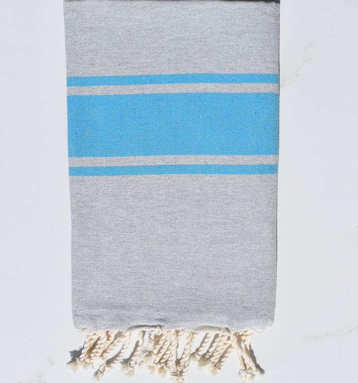 Fouta gris bandes azur Fouta Tunisia - 3