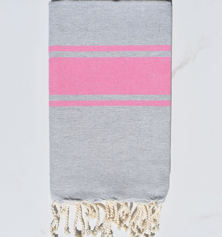 Fouta gris bandes rose Fouta Tunisia - 3
