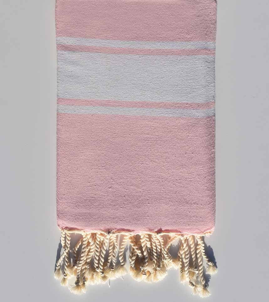 Fouta en Coton Recyclé rose bébé Fouta Tunisia - 1