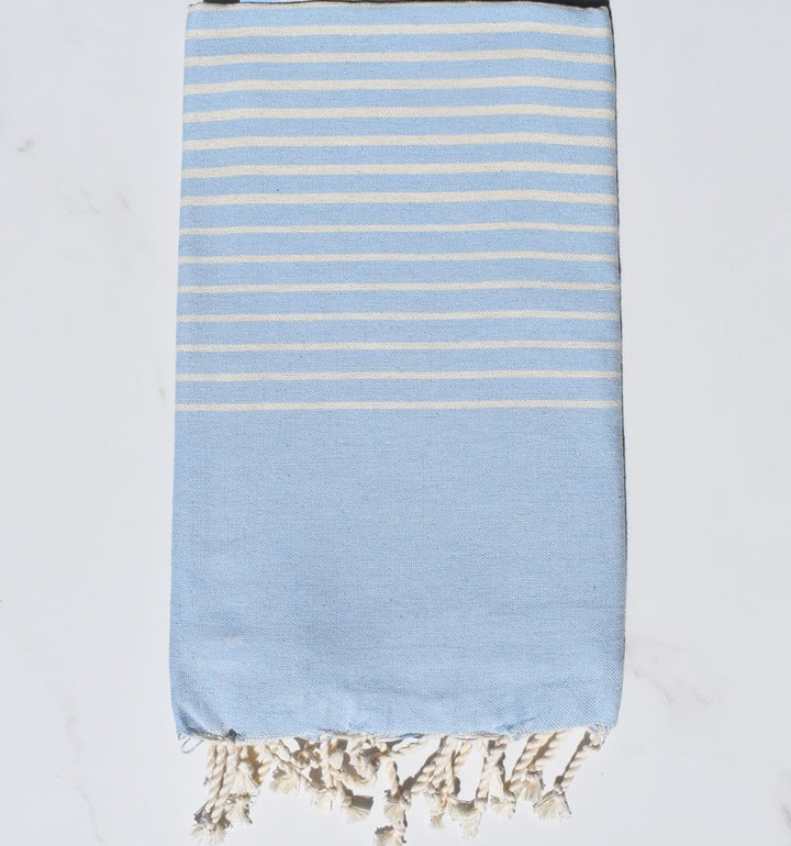 Fouta Portofino en Coton Recyclé bleu ciel Fouta Tunisia - 3