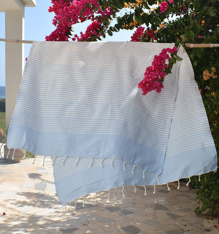 Fouta Portofino en Coton Recyclé bleu ciel Fouta Tunisia - 2