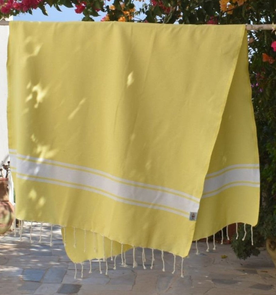 Fouta plate jaune pastel