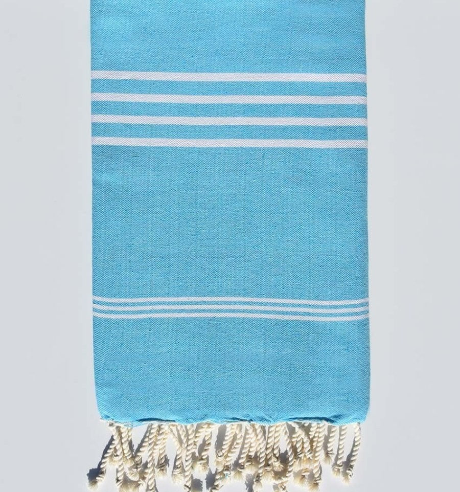 Fouta Mykonos en Coton Recyclé bleu céleste