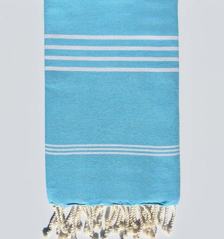 Fouta Mykonos en Coton Recyclé bleu céleste