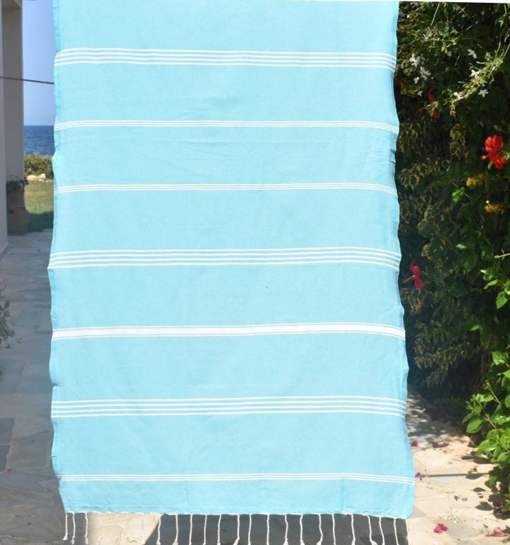 Fouta Mykonos en Coton Recyclé bleu céleste