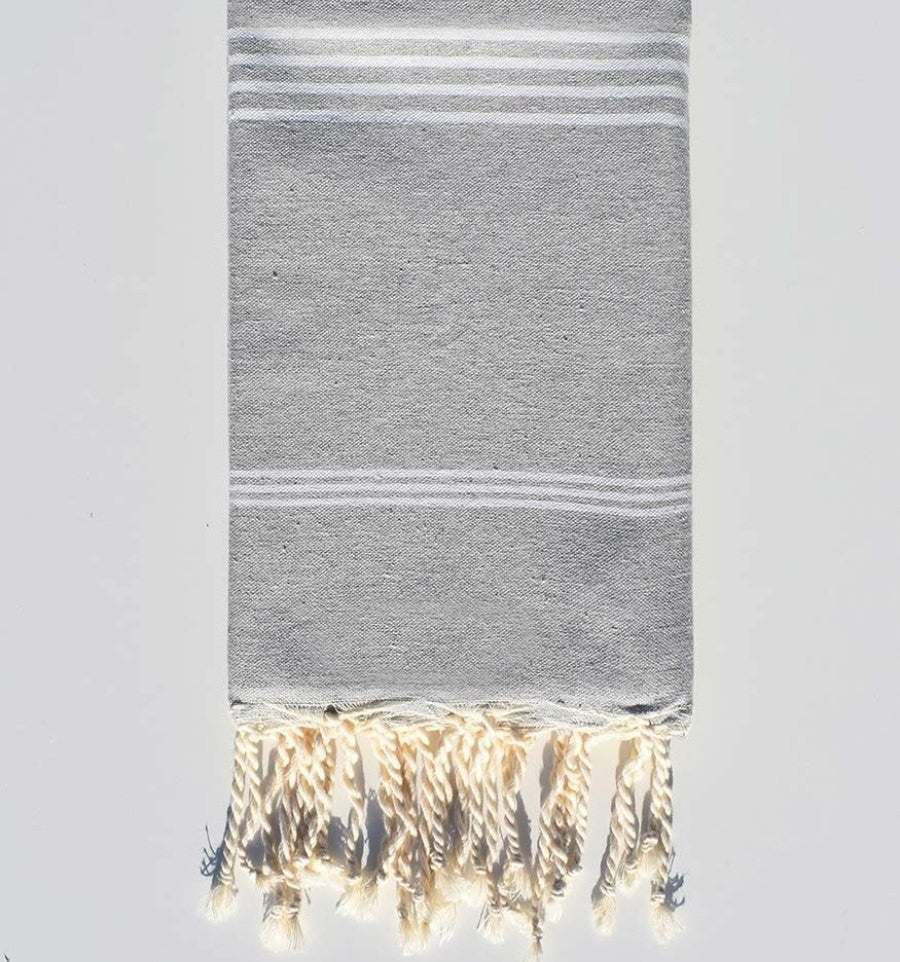 Fouta Mykonos en Coton Recyclé gris clair