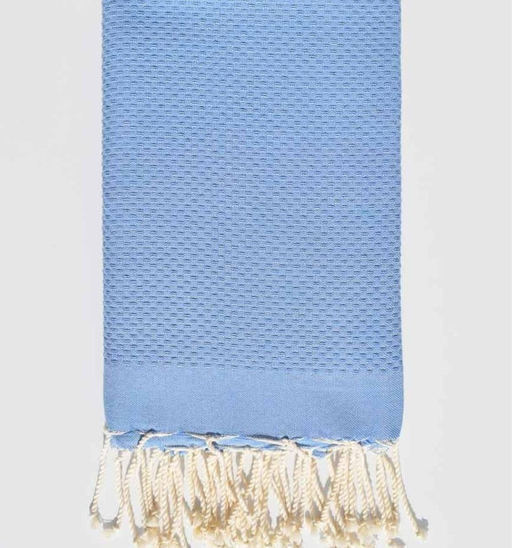Fouta nid d'abeille unie bleu