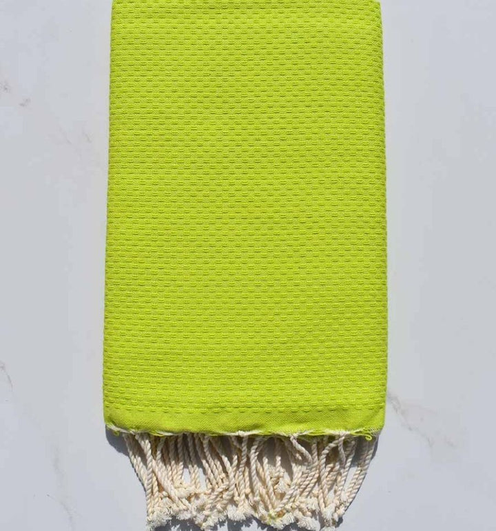 Fouta nid d'abeille unie vert lime