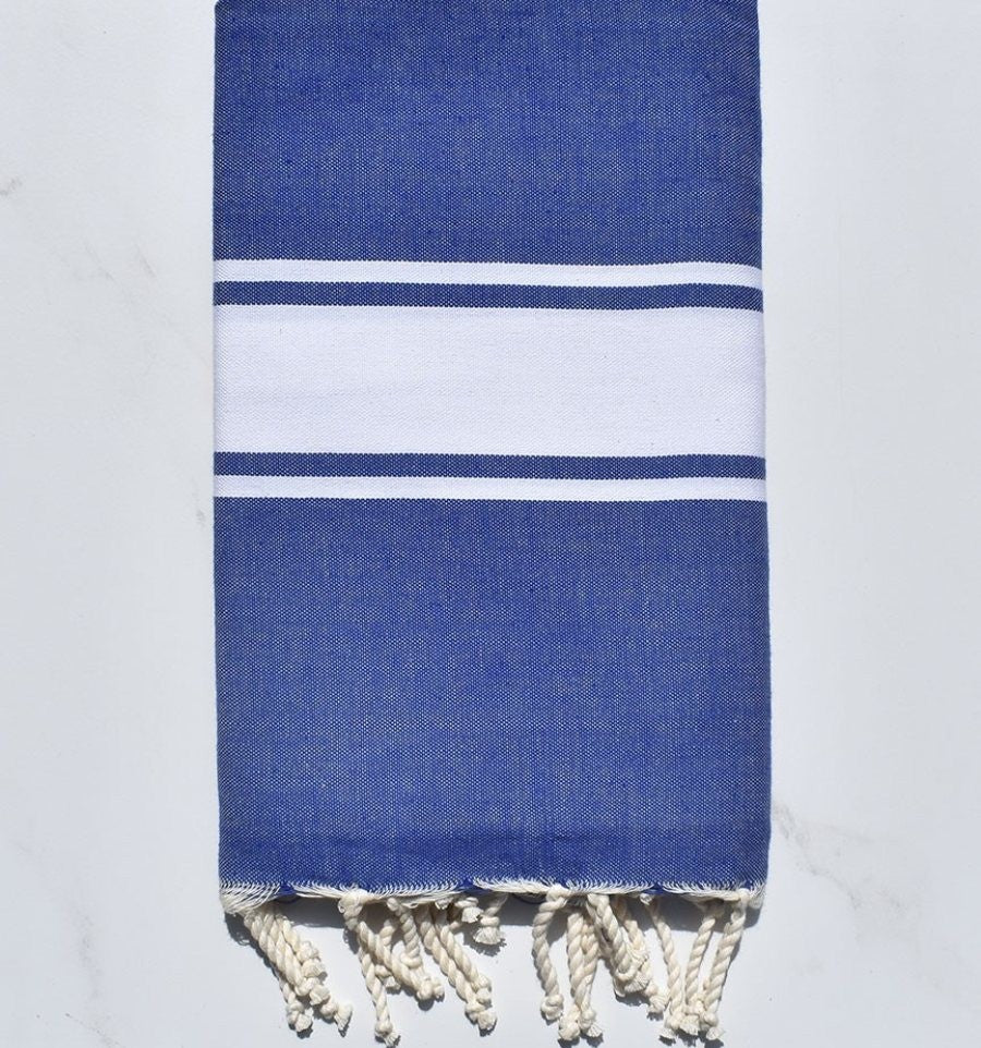 Fouta Plate Bleu jean avec rayures