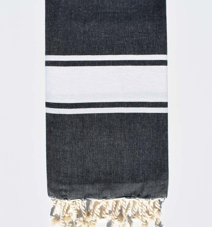 Fouta Plate bleu noir