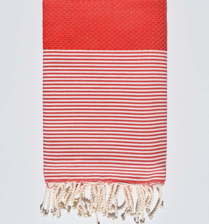 Serviette de plage nid d'abeille rouge