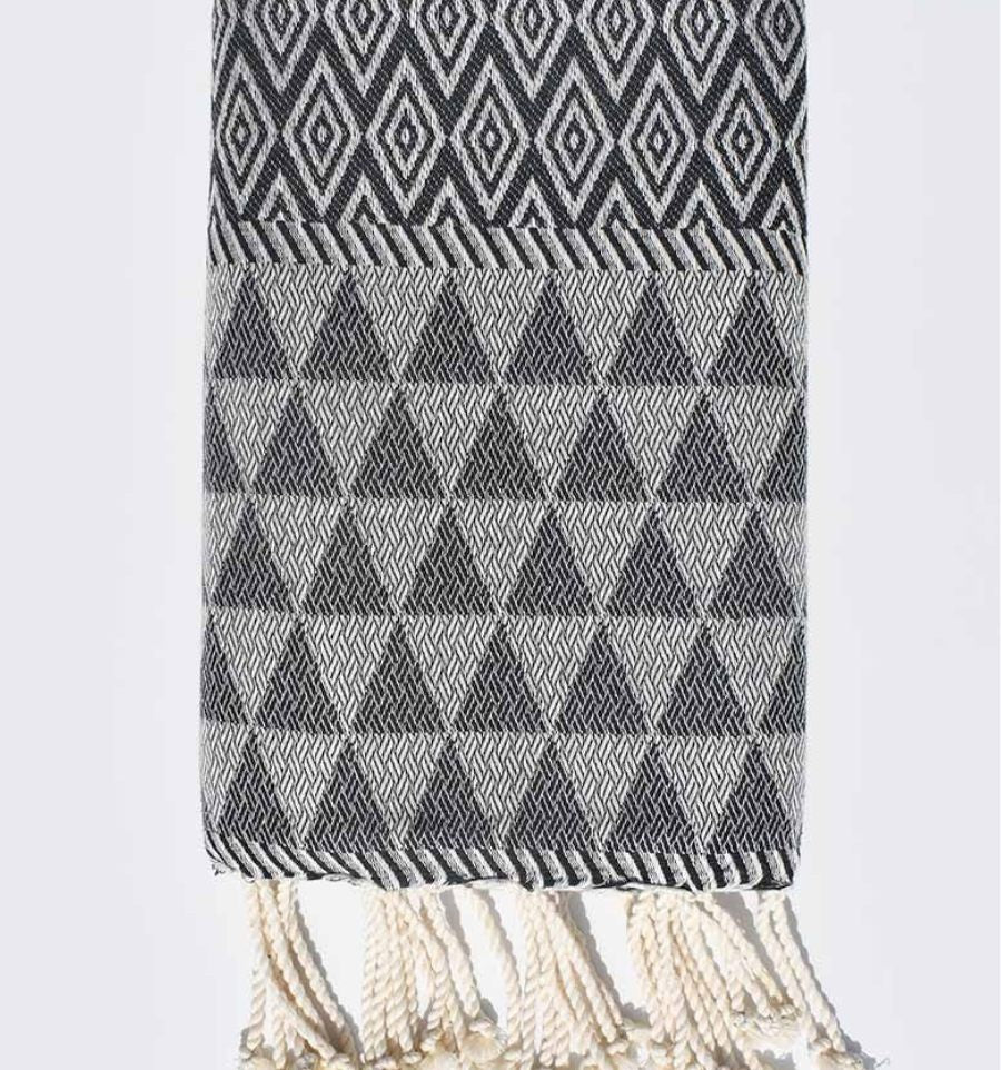 Fouta Jacquard Diamant gris foncé