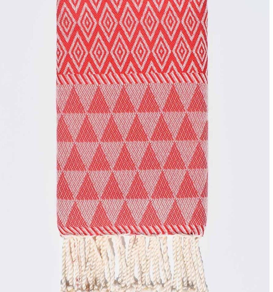 Fouta Jacquard Diamant rouge