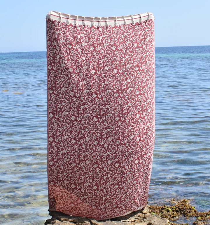 Fouta Versailles rouge bordeaux