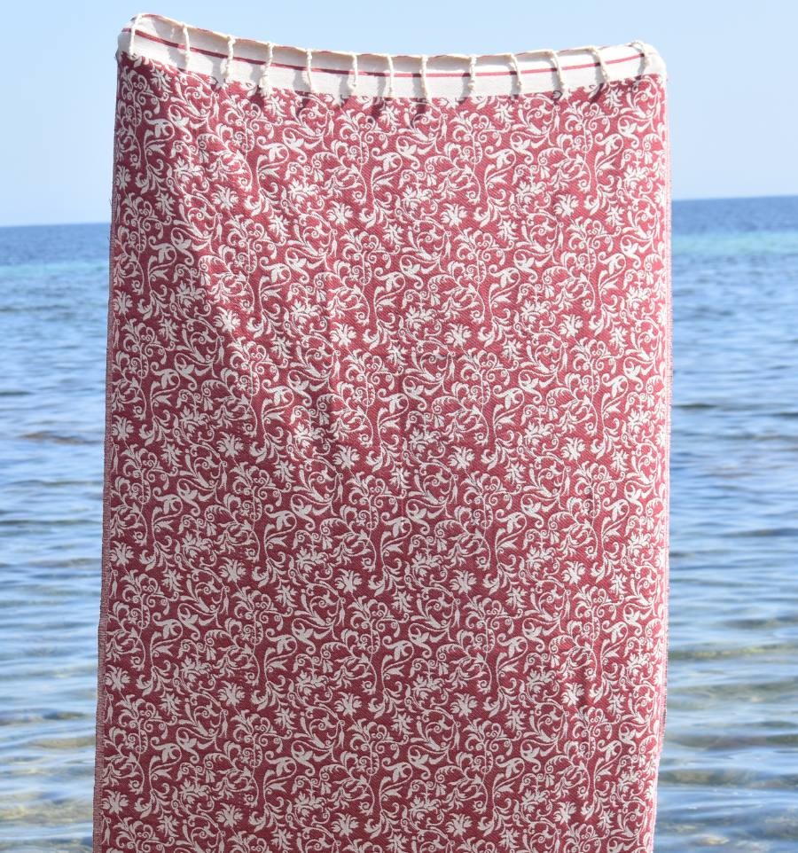 Fouta Versailles rouge bordeaux