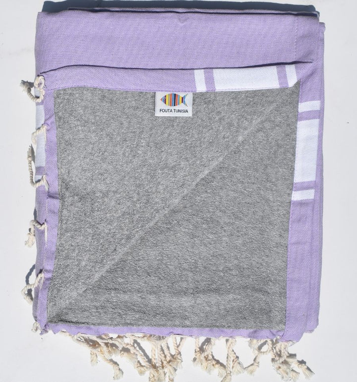 Fouta parme doublée éponge grise