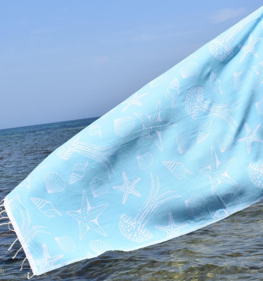 Fouta Fidji bleu turquoise