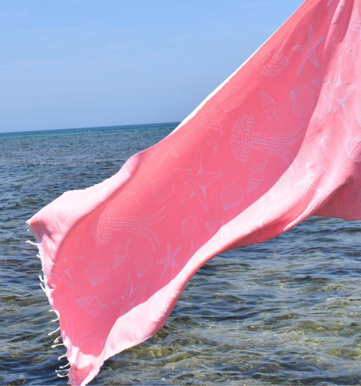 Fouta Fidji rose fluo