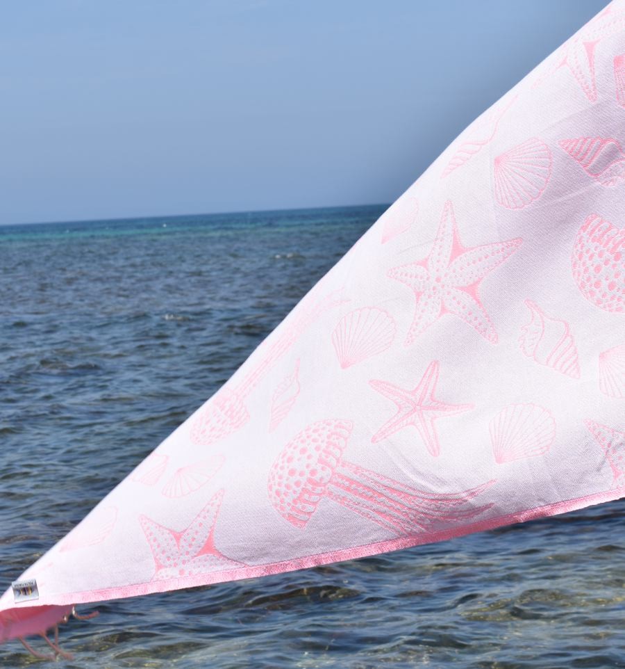 Fouta Fidji rose fluo