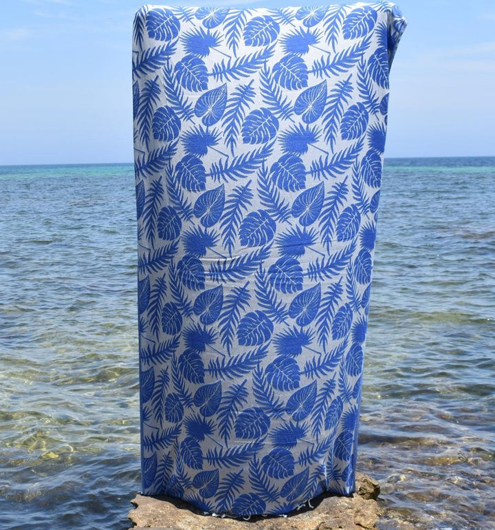 Fouta Amazon bleu et gris clair