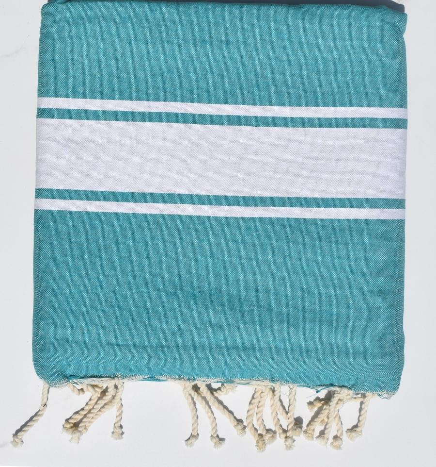 Fouta vert sarcelle doublée éponge grise