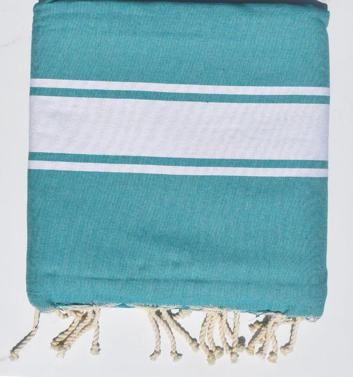Fouta vert sarcelle doublée éponge grise