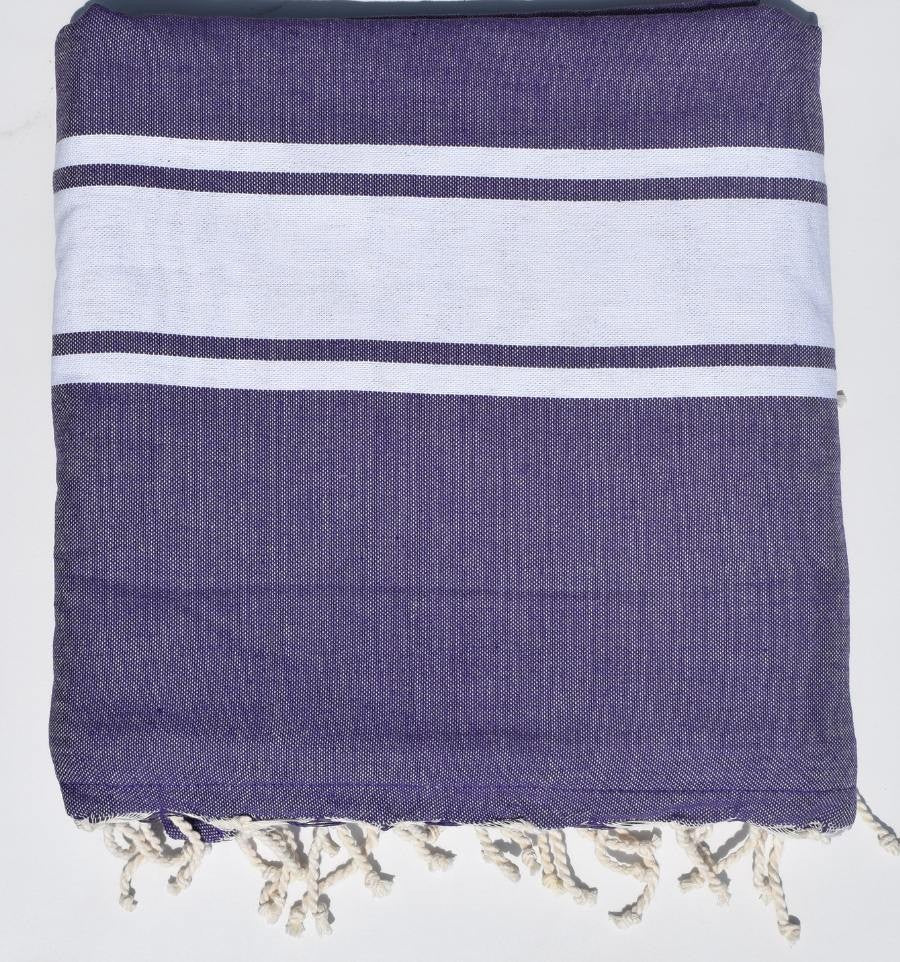 Fouta mauve doublée éponge grise