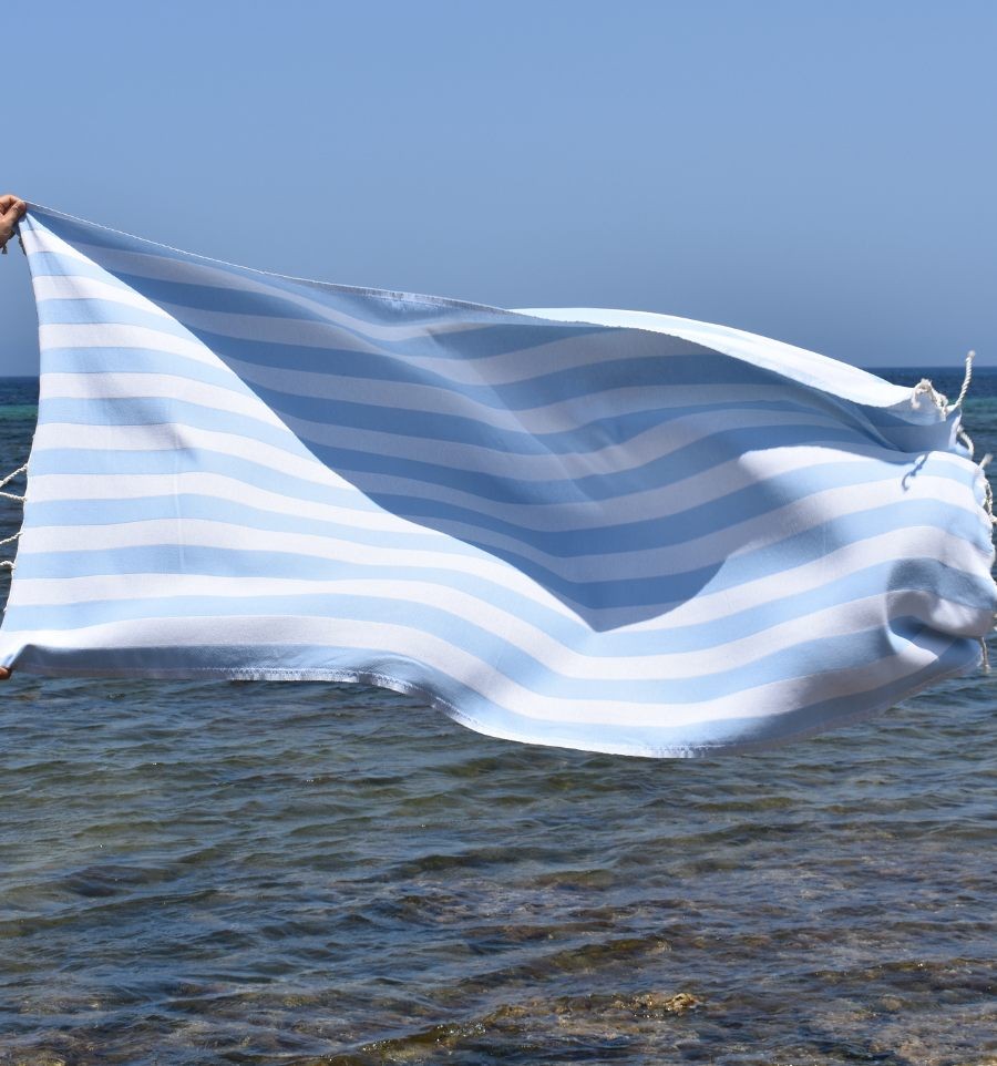 Fouta Alaska bleu pastel