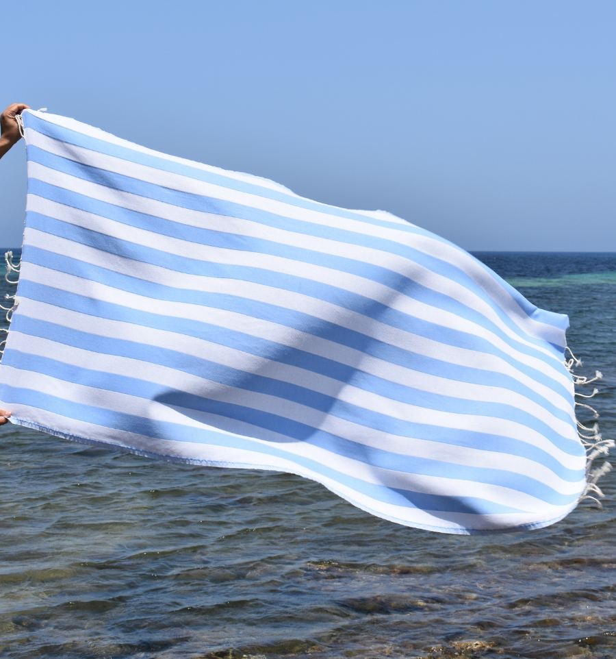 Fouta Alaska bleu ciel