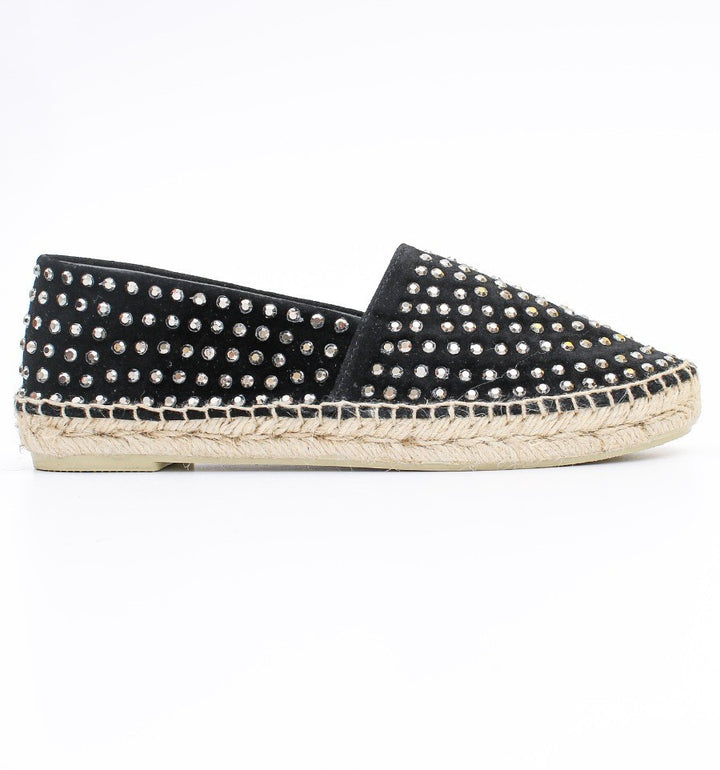 Espadrilles femme noires à clous