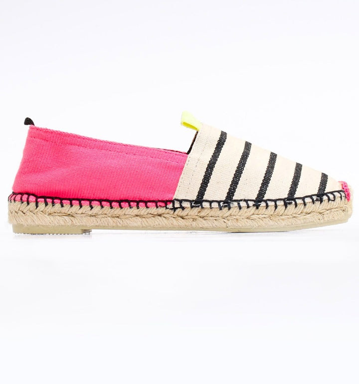 Espadrille rose fluo avec rayures