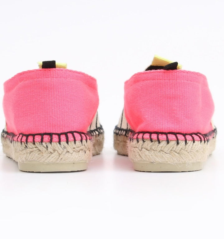 Espadrille rose fluo avec rayures