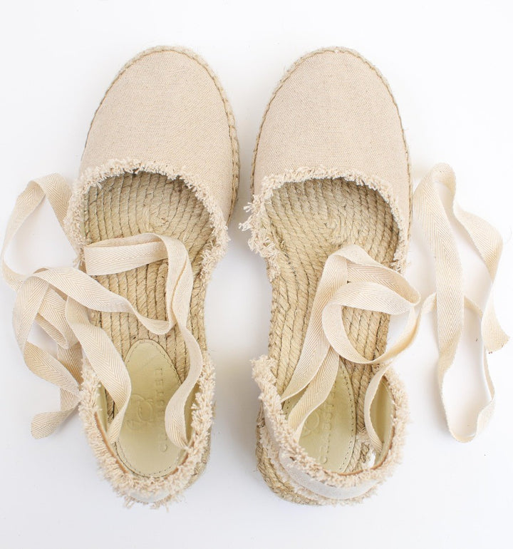 Espadrilles beiges à rubans