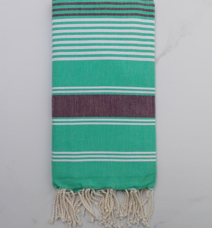 Fouta Dina vert avec rayures 