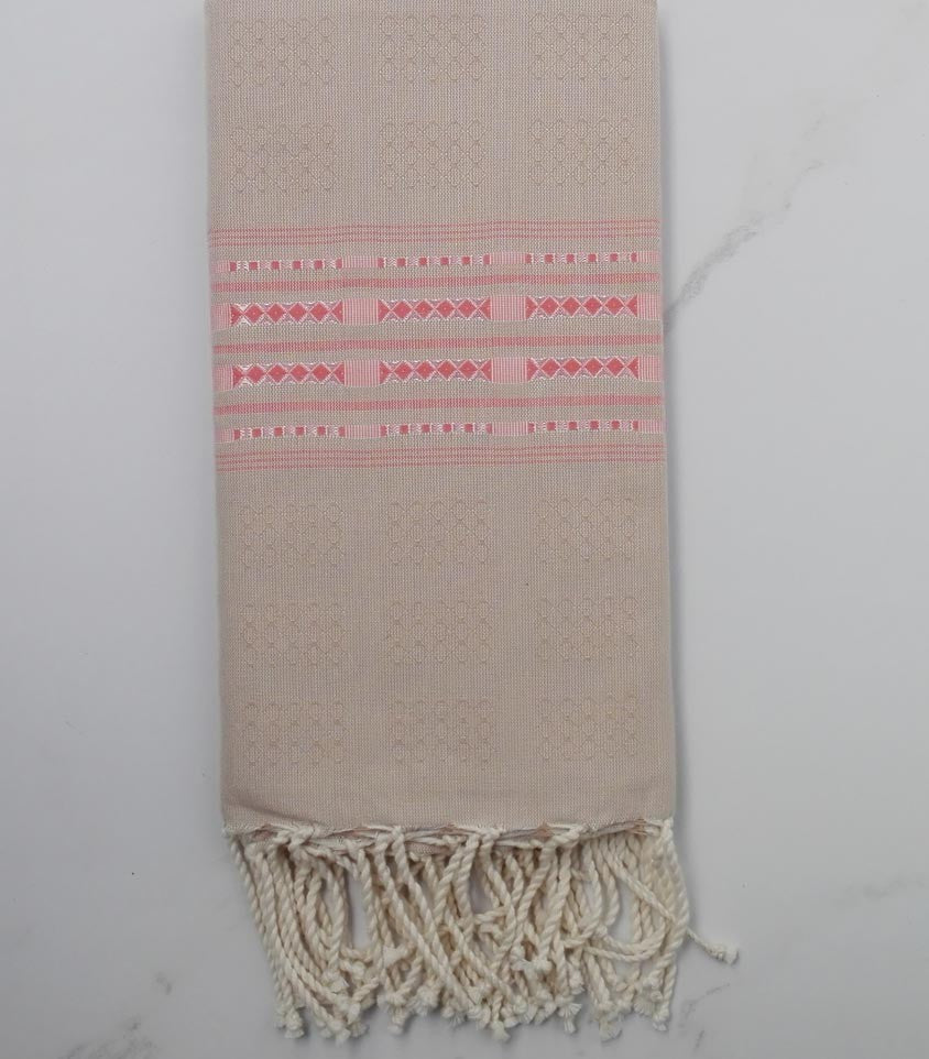 Fouta thalasso beige et rose 