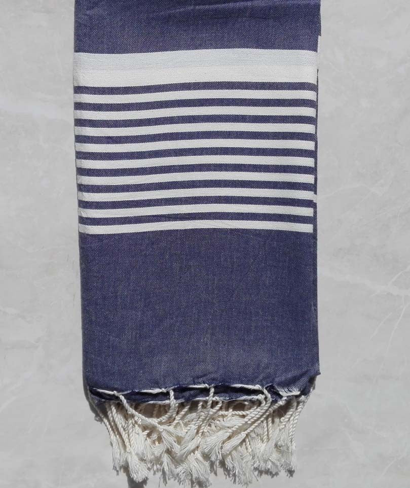 Jeté bleu gris horizon avec rayures 