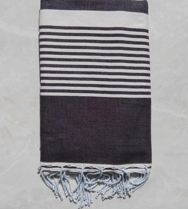 Jeté gris anthracite avec rayures 