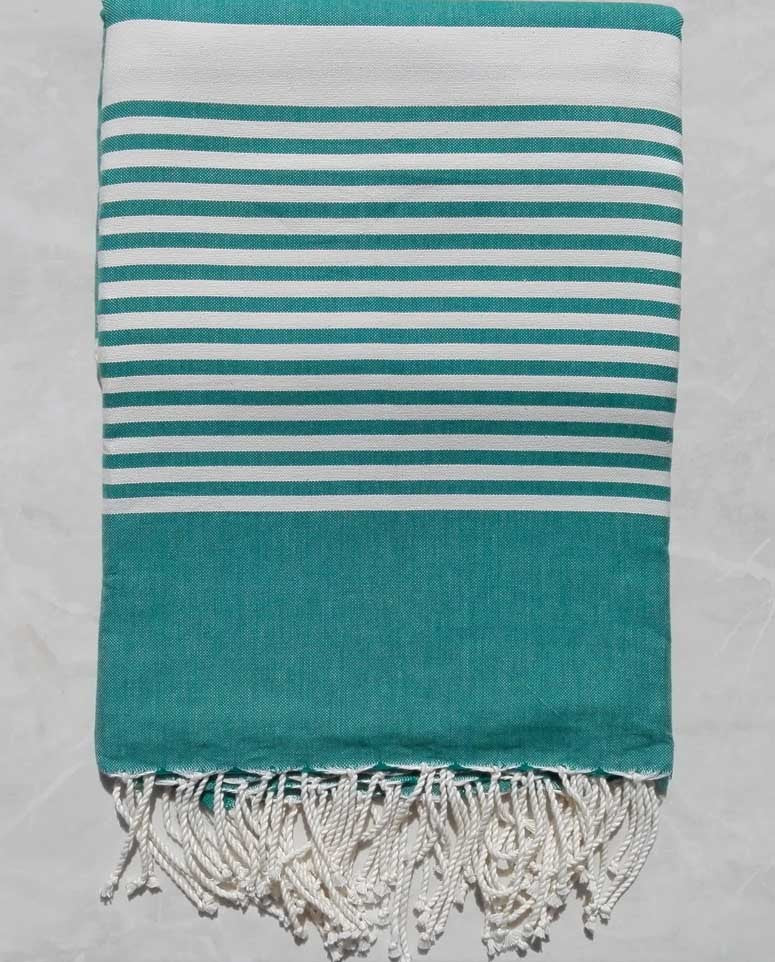 Jeté vert malachite rayée blanc 