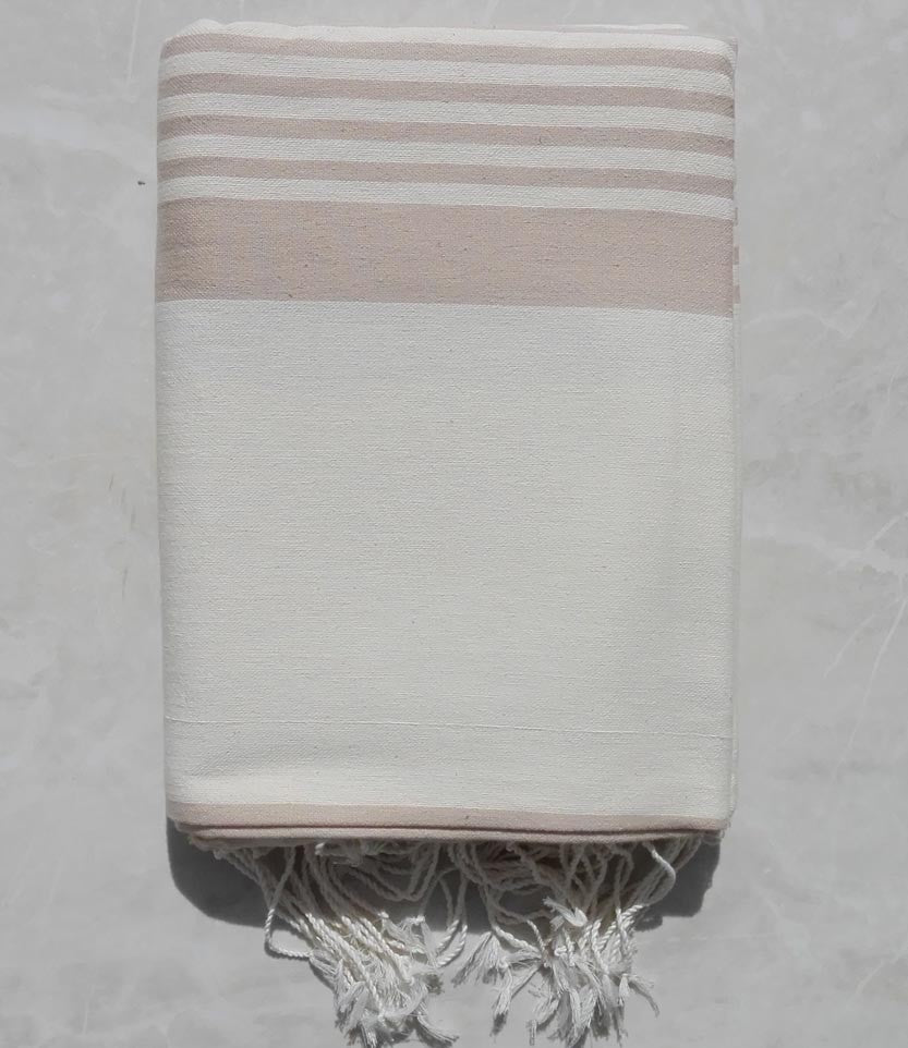 Jeté blanc crème rayée beige 
