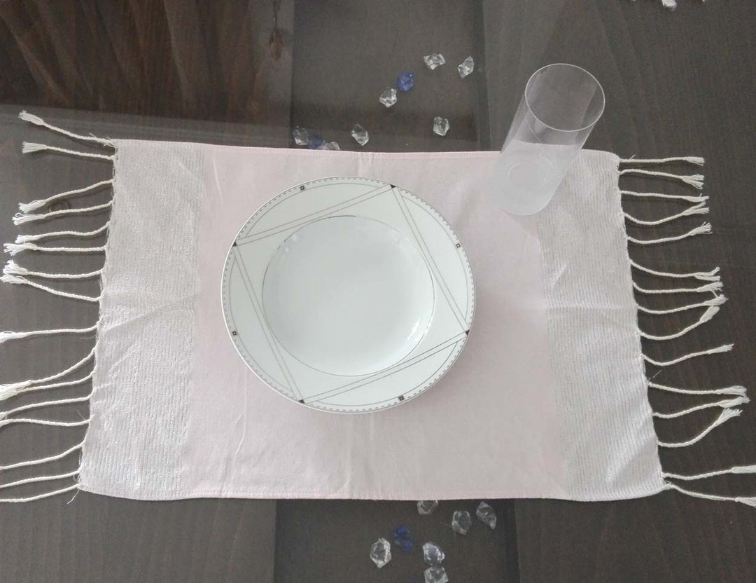 Mini fouta rose clair au fil lurex argenté 