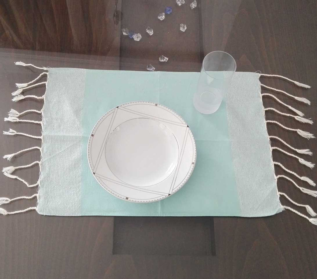 Mini fouta turquoise au fil lurex argenté 