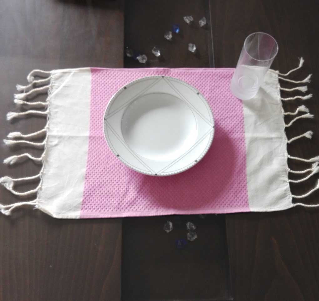 Mini fouta blanc crème et rose 