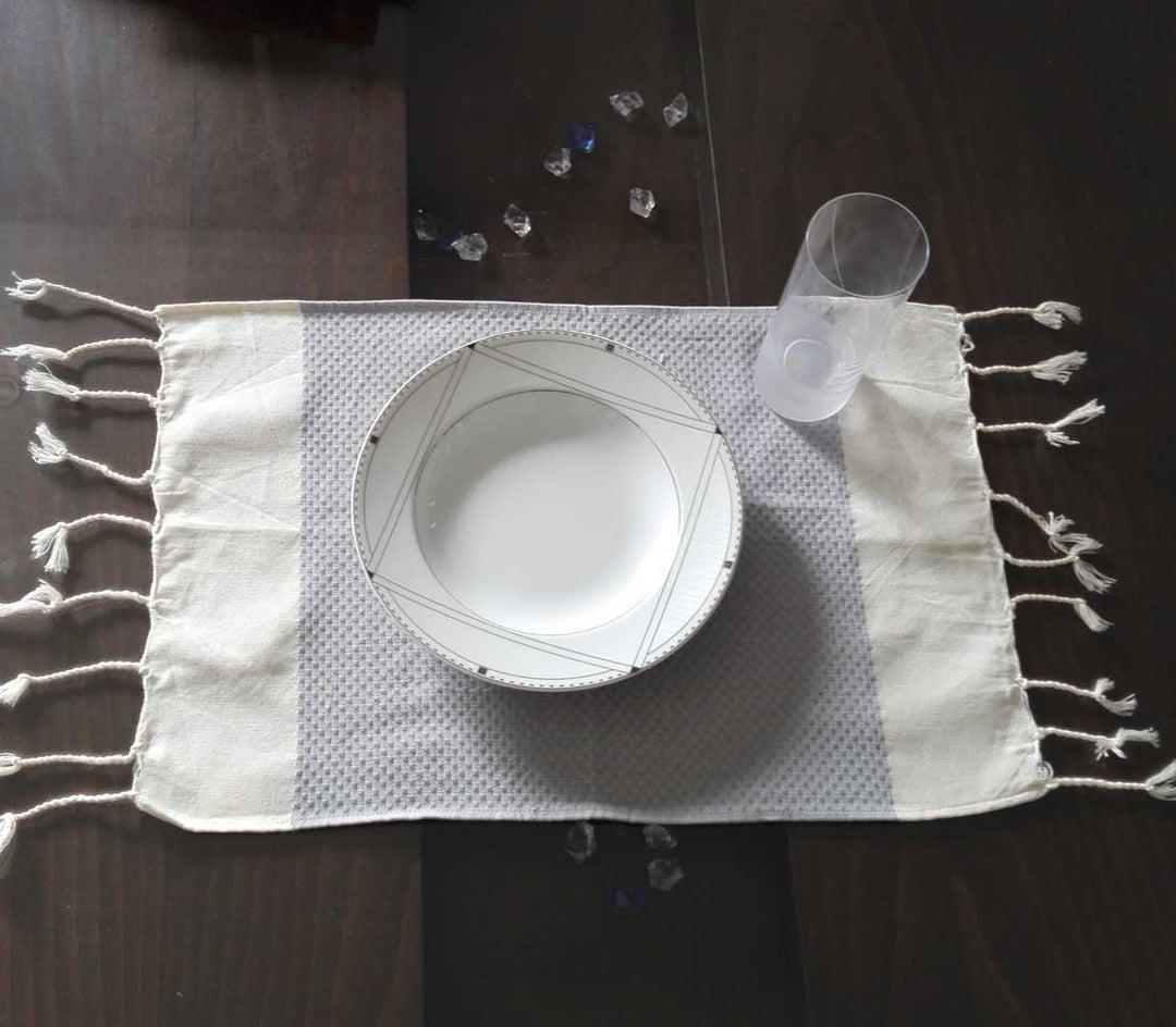 Mini fouta blanc crème et gris 