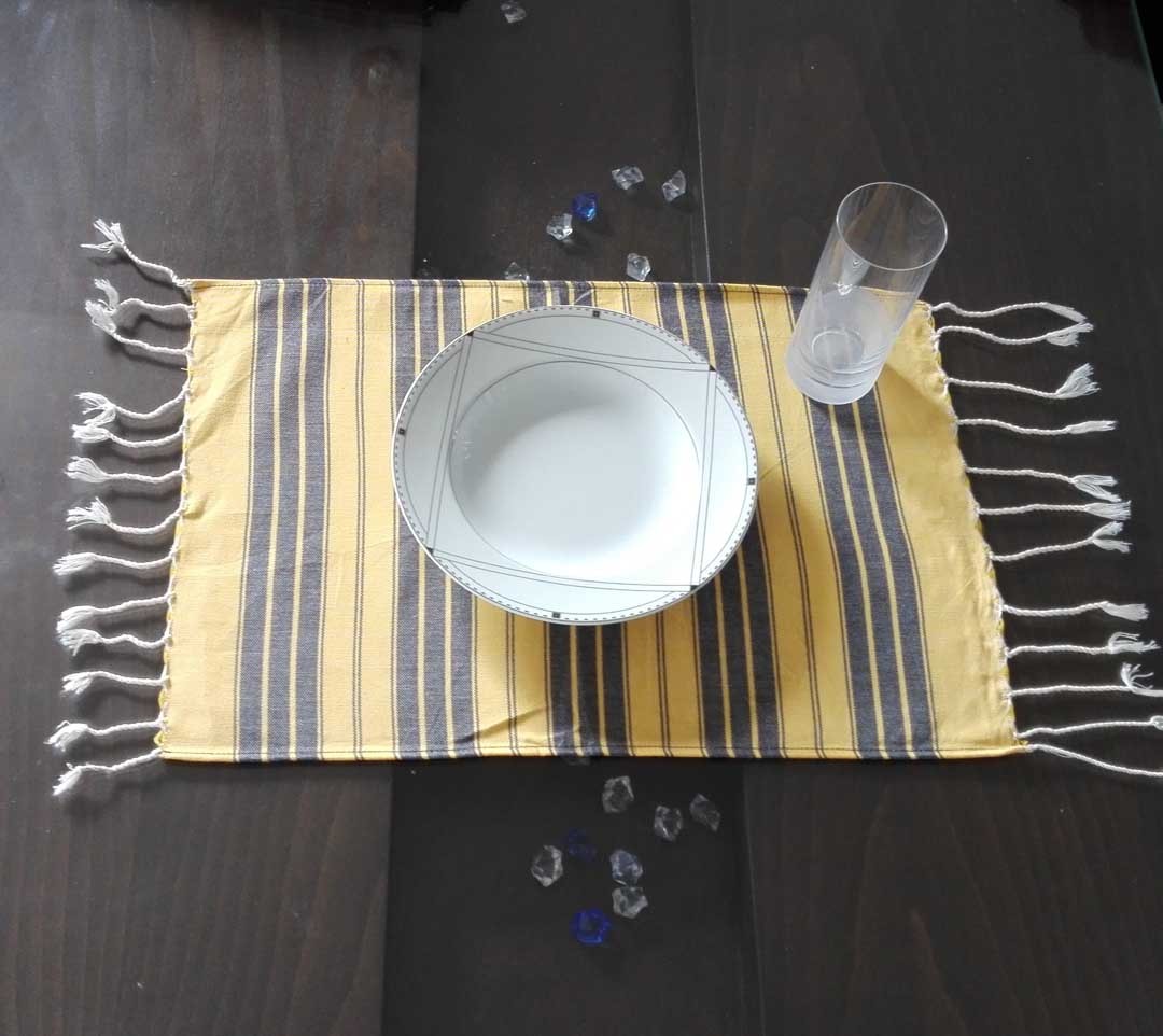 Mini fouta jaune et ardoise 