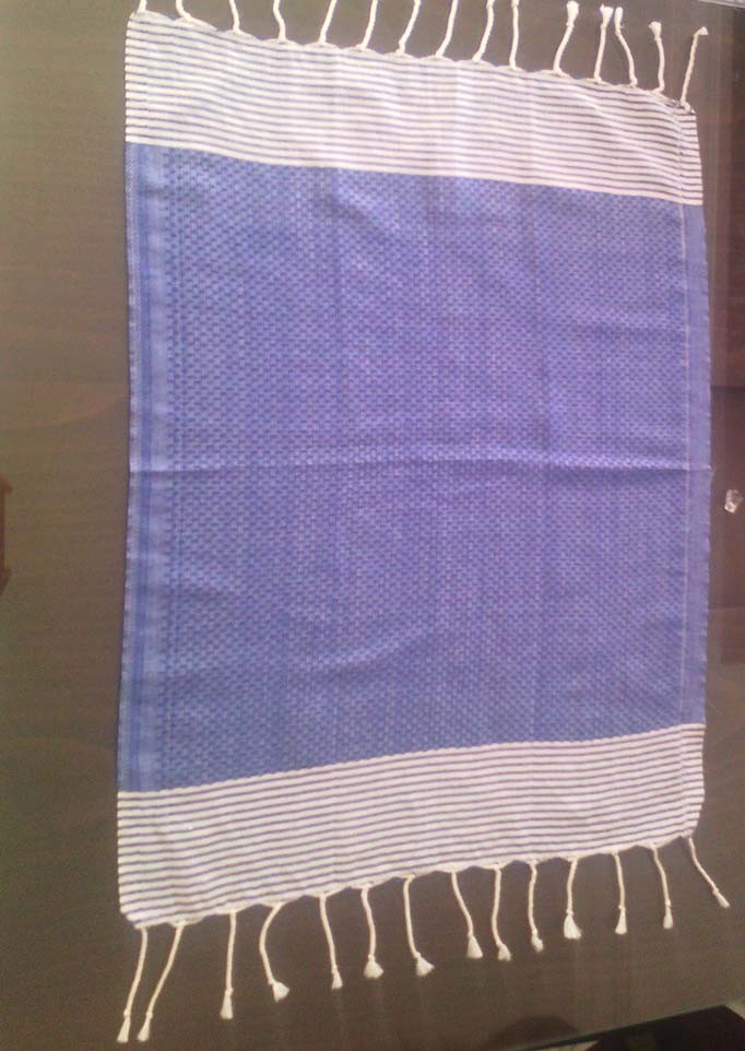Mini fouta bleu rayée blanc 