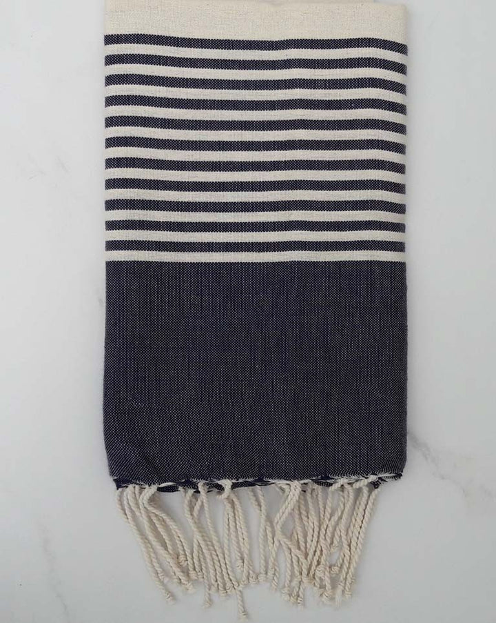 Fouta arthur bleu jean foncé avec rayures 