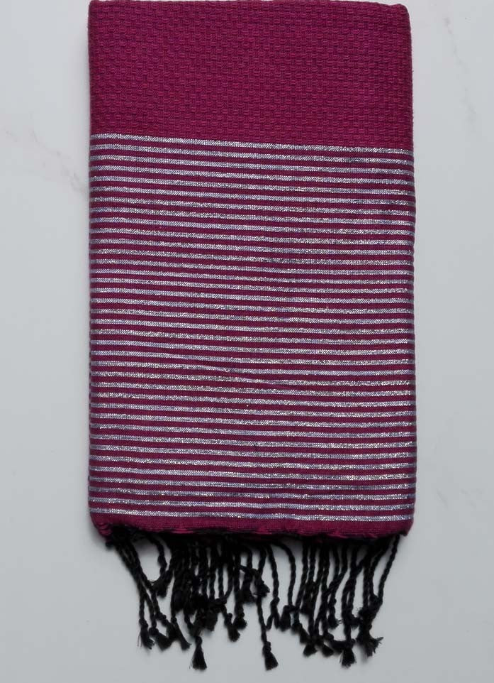 Fouta Lurex nid d'abeille mauve 