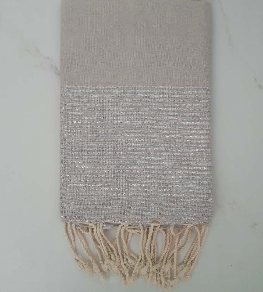 Fouta Lurex plate gris perle 