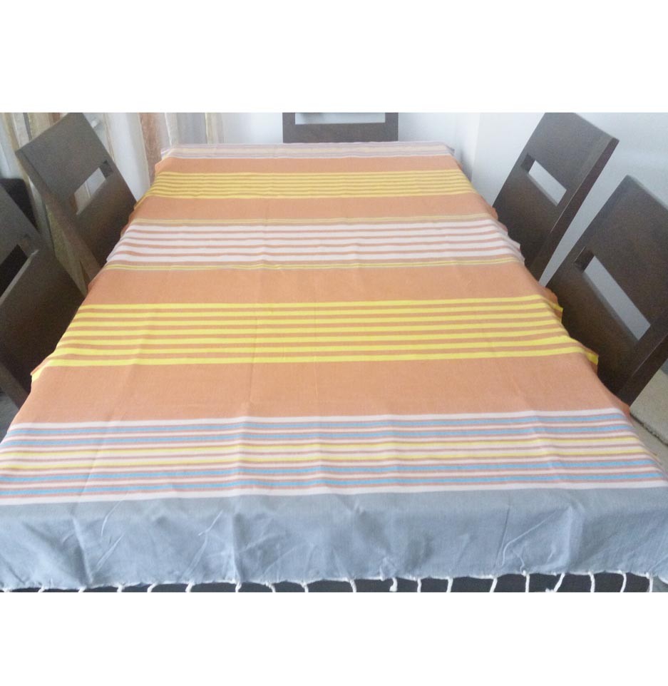 Fouta Plate aubrun et gris avec rayures 