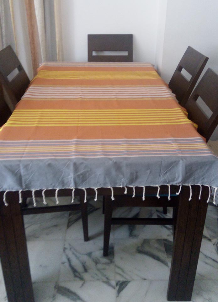 Fouta Plate aubrun et gris avec rayures 